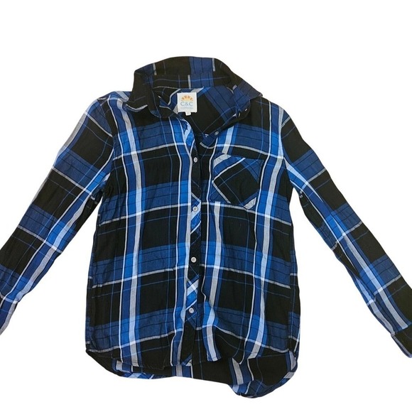 C&C California Blue Plaid Button-Up Shirt - Picture 1 of 3